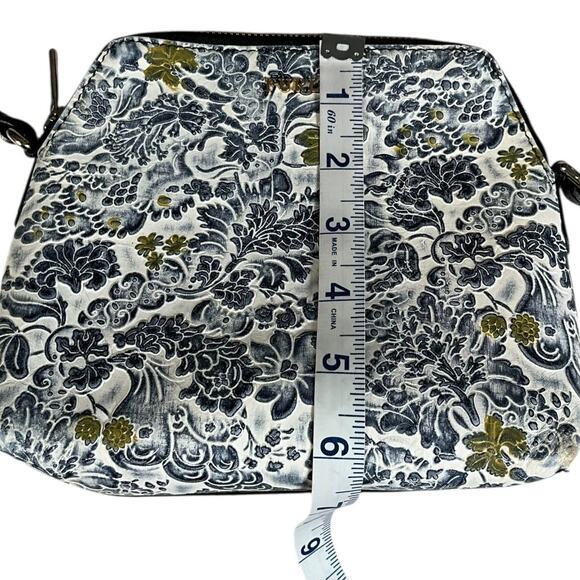 Furla Floral Embossed Soft Leather Crossbody Bag Made in Italy Genuine Leather - Picture 9 of 11